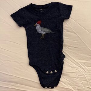 Navy Blue Baby Onesie with Seagull Print